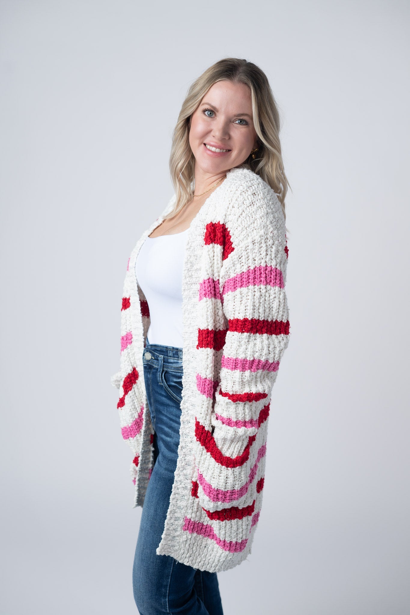 Michelle Mae Stripe Cardigan - Valentine's Day