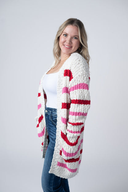 Michelle Mae Stripe Cardigan - Valentine's Day