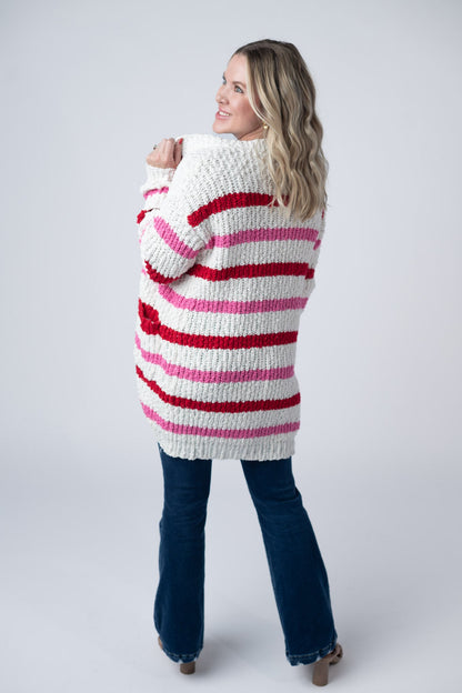 Michelle Mae Stripe Cardigan - Valentine's Day