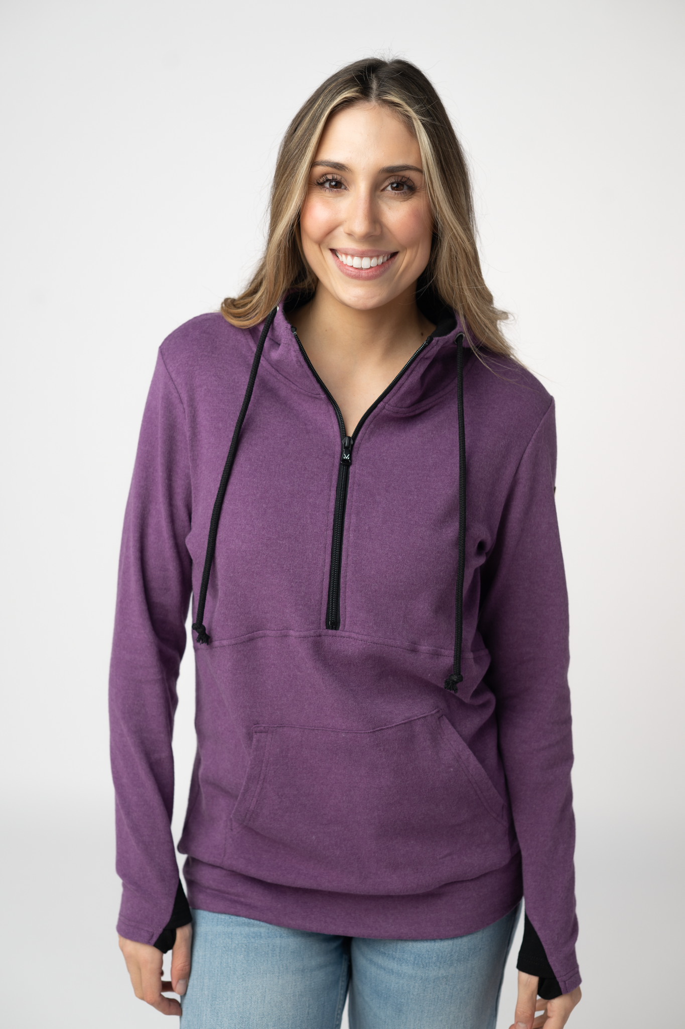 Michelle Mae Classic HalfZip Hoodie - Black and Purple