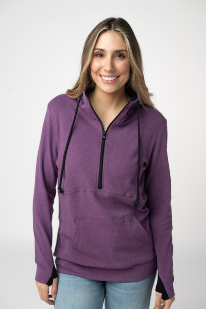 Michelle Mae Classic HalfZip Hoodie - Black and Purple