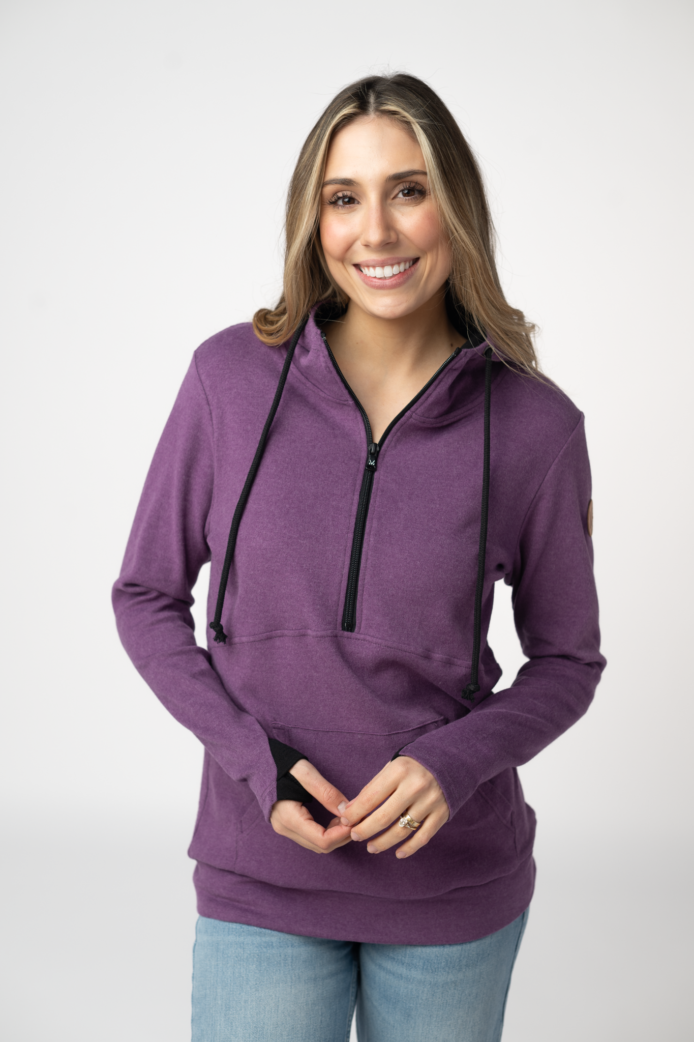Michelle Mae Classic HalfZip Hoodie - Black and Purple