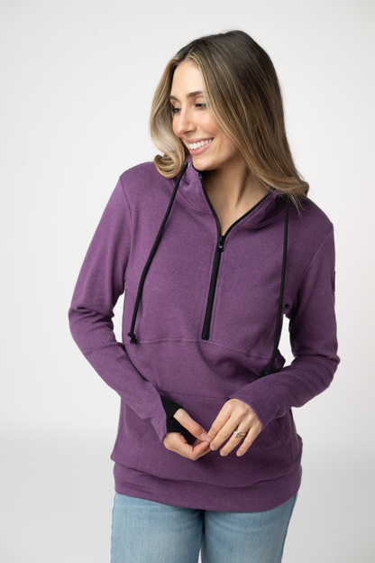 Michelle Mae Classic HalfZip Hoodie - Black and Purple