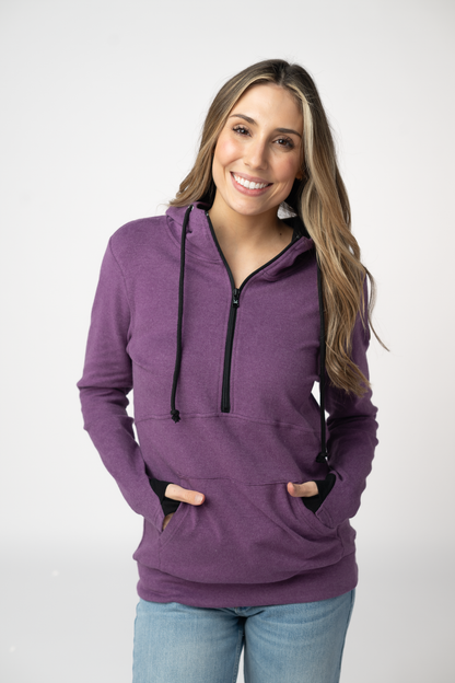 Michelle Mae Classic HalfZip Hoodie - Black and Purple