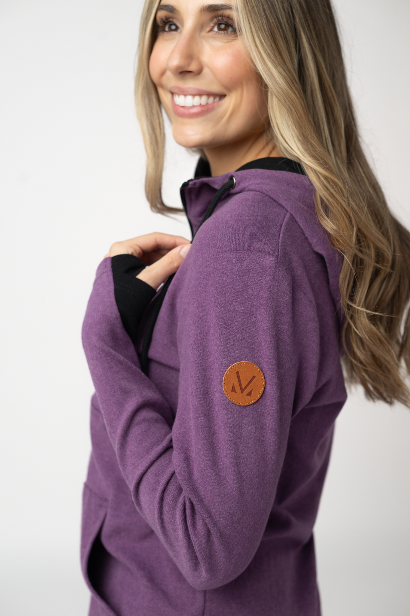Michelle Mae Classic HalfZip Hoodie - Black and Purple