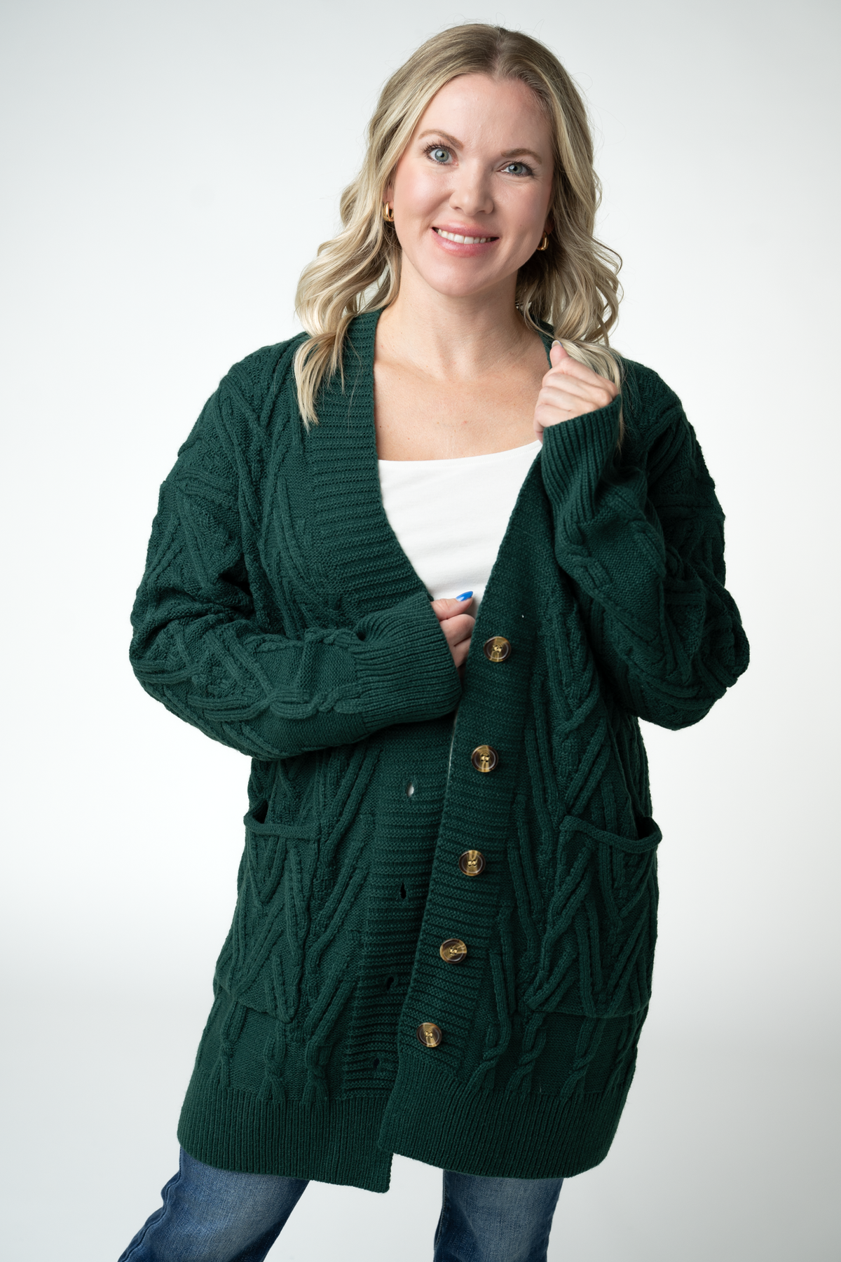 Michelle Mae Brooks Button Sweater Cardigan - Evergreen