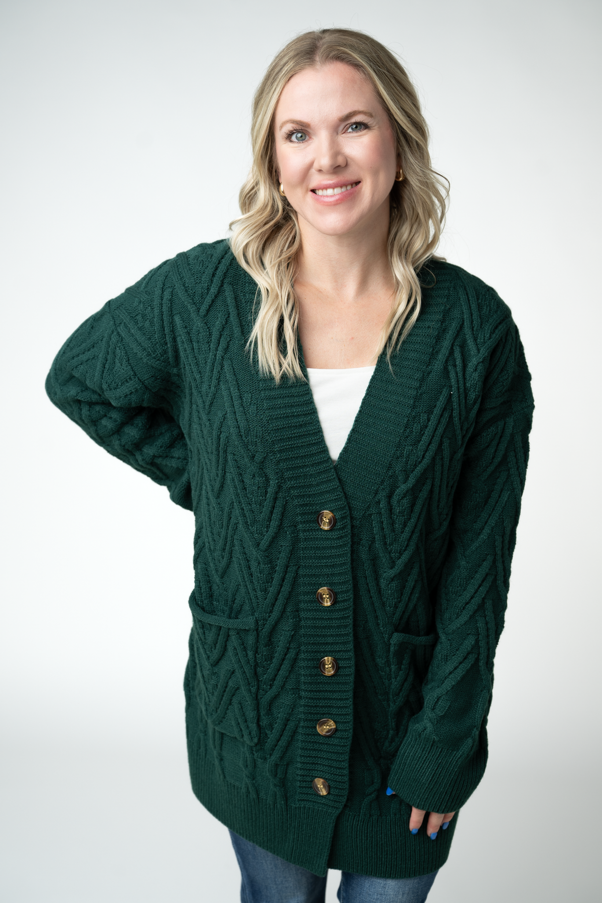 Michelle Mae Brooks Button Sweater Cardigan - Evergreen
