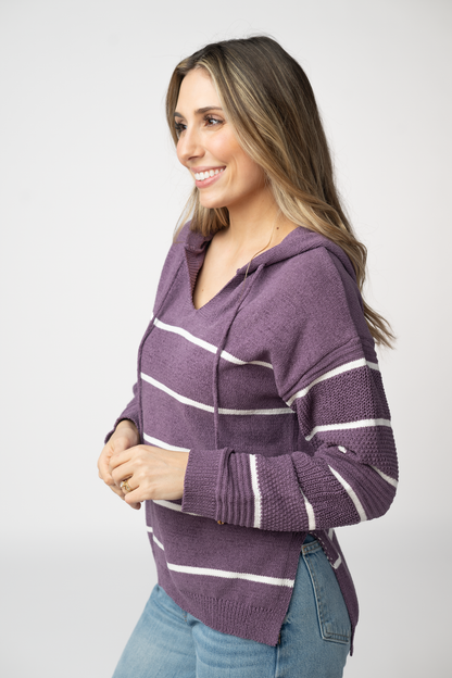 Michelle Mae Maddie Striped Hoodie - Purple