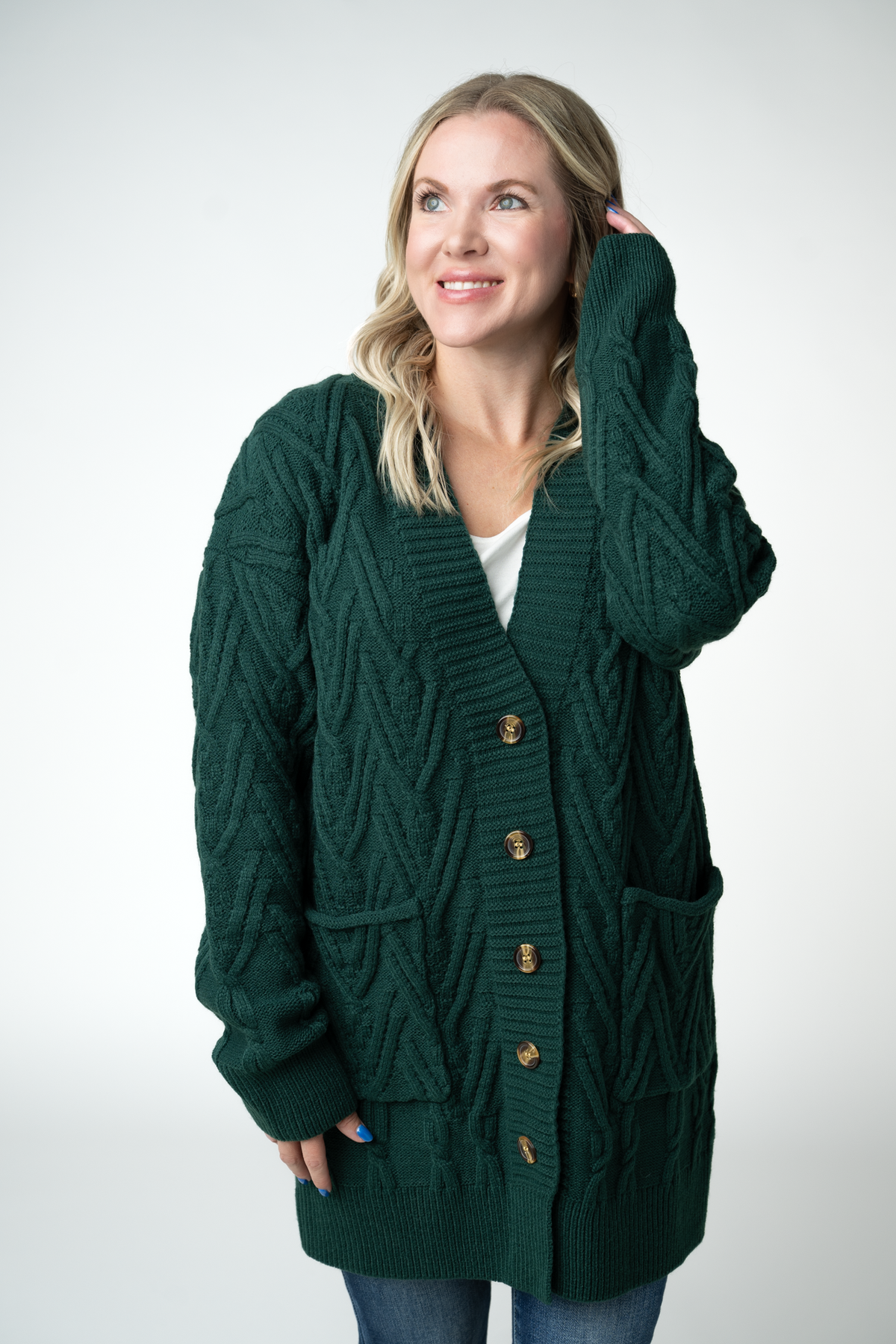 Michelle Mae Brooks Button Sweater Cardigan - Evergreen