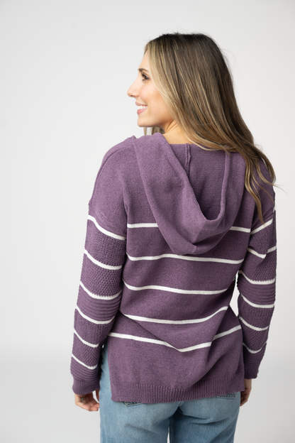 Michelle Mae Maddie Striped Hoodie - Purple