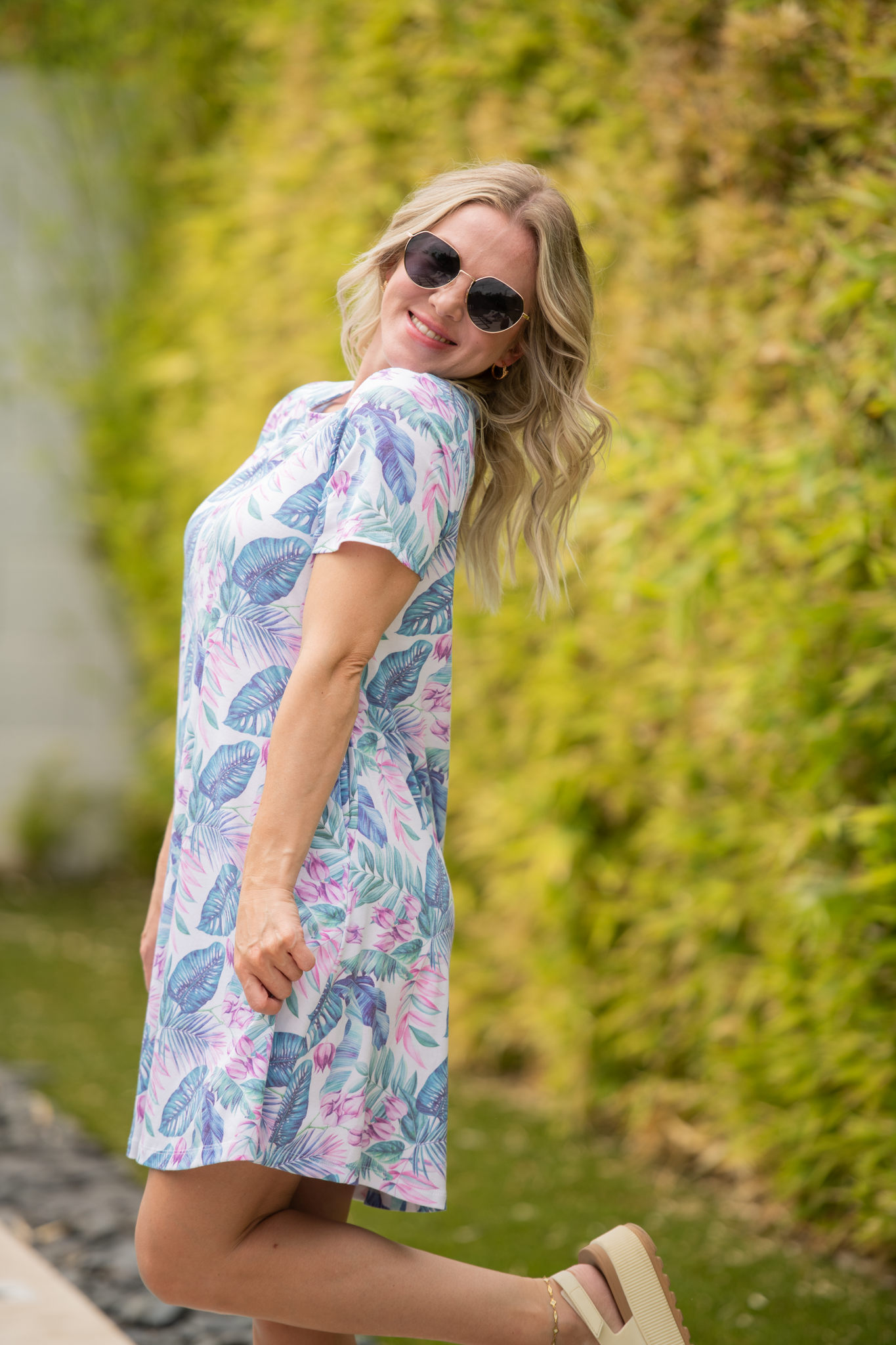 Michelle Mae Alicia Dress - Tropical Leaf