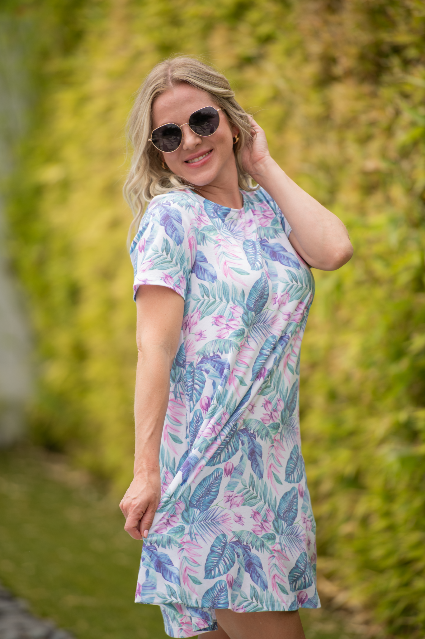 Michelle Mae Alicia Dress - Tropical Leaf