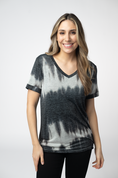 Michelle Mae Sophie Top - Ombre Micro Stripes Midnight and White