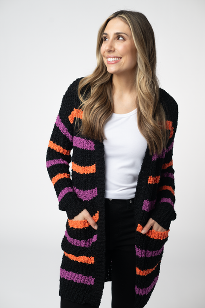 Michelle Mae Halloween Striped Cardigan