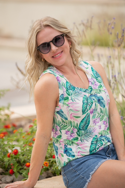 Michelle Mae Noelle Tank - Tropical Leaf