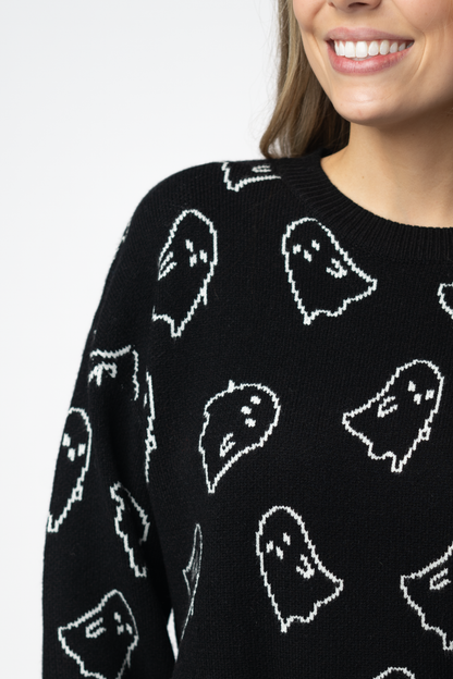 Michelle Mae Ghost Pullover Sweater - Midnight Ghosts