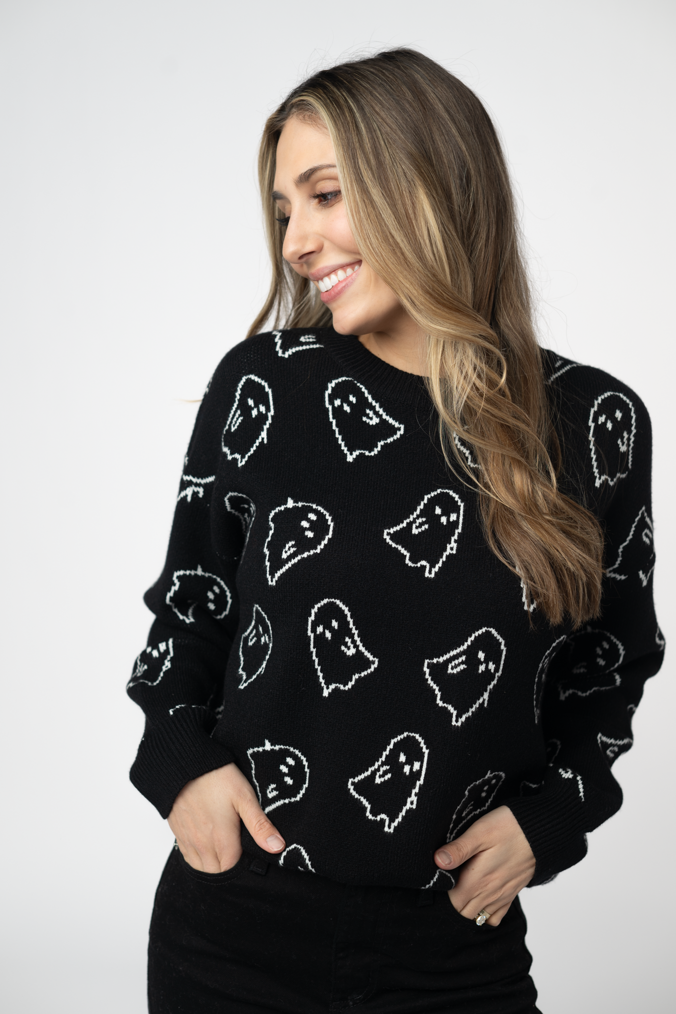Michelle Mae Ghost Pullover Sweater - Midnight Ghosts