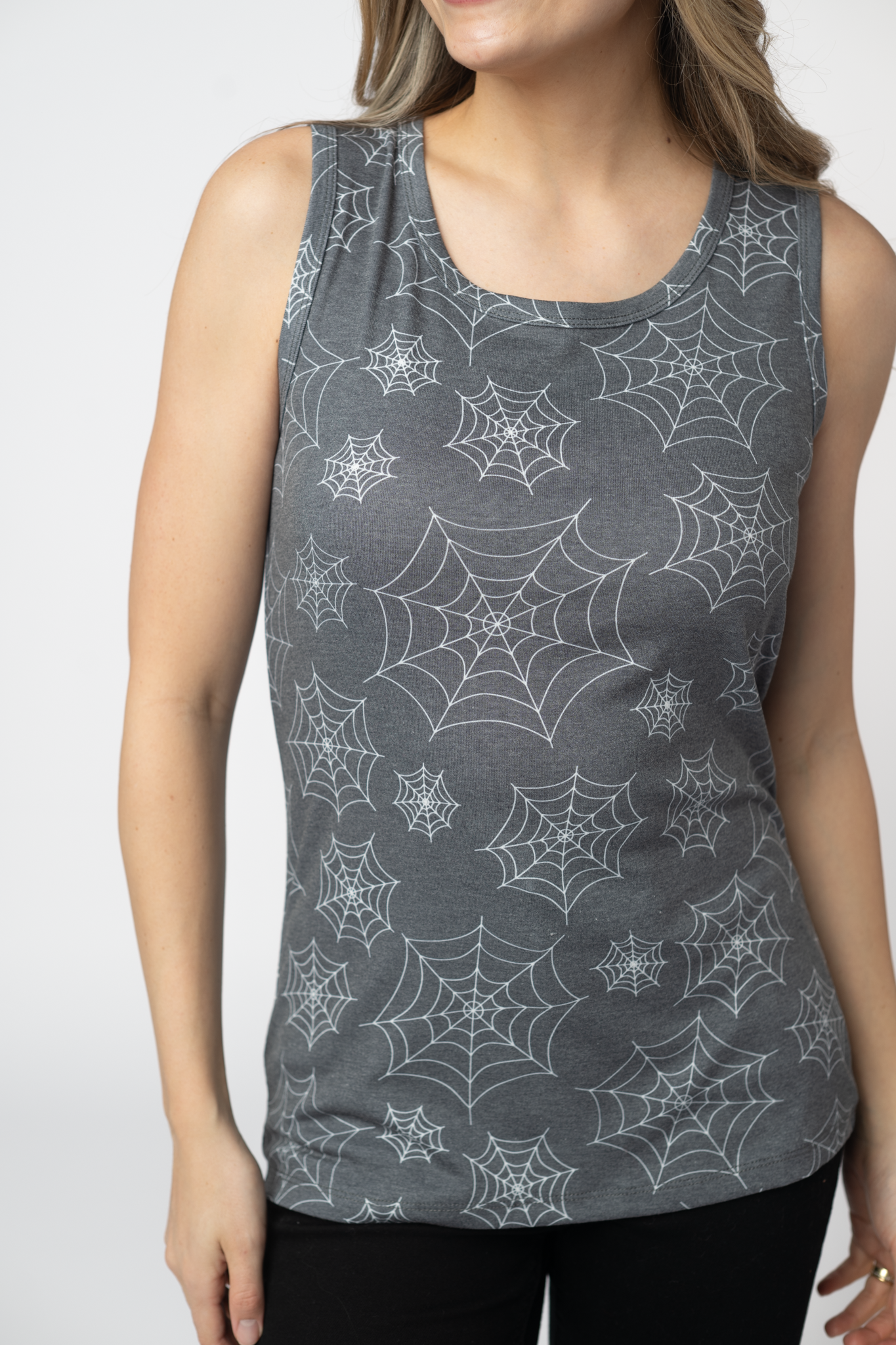 Michelle Mae Ava Tank - Faded Black Webs