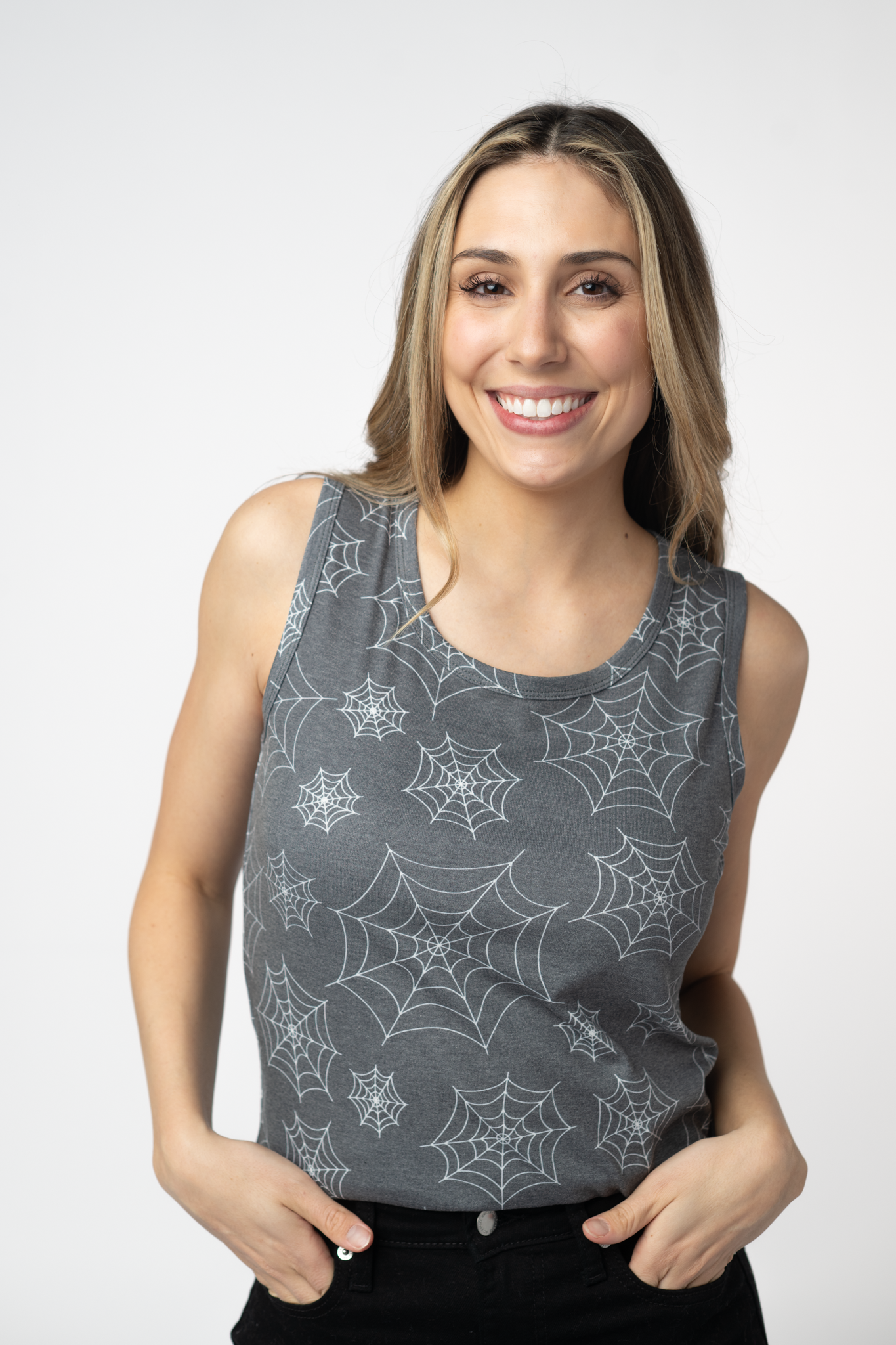 Michelle Mae Ava Tank - Faded Black Webs