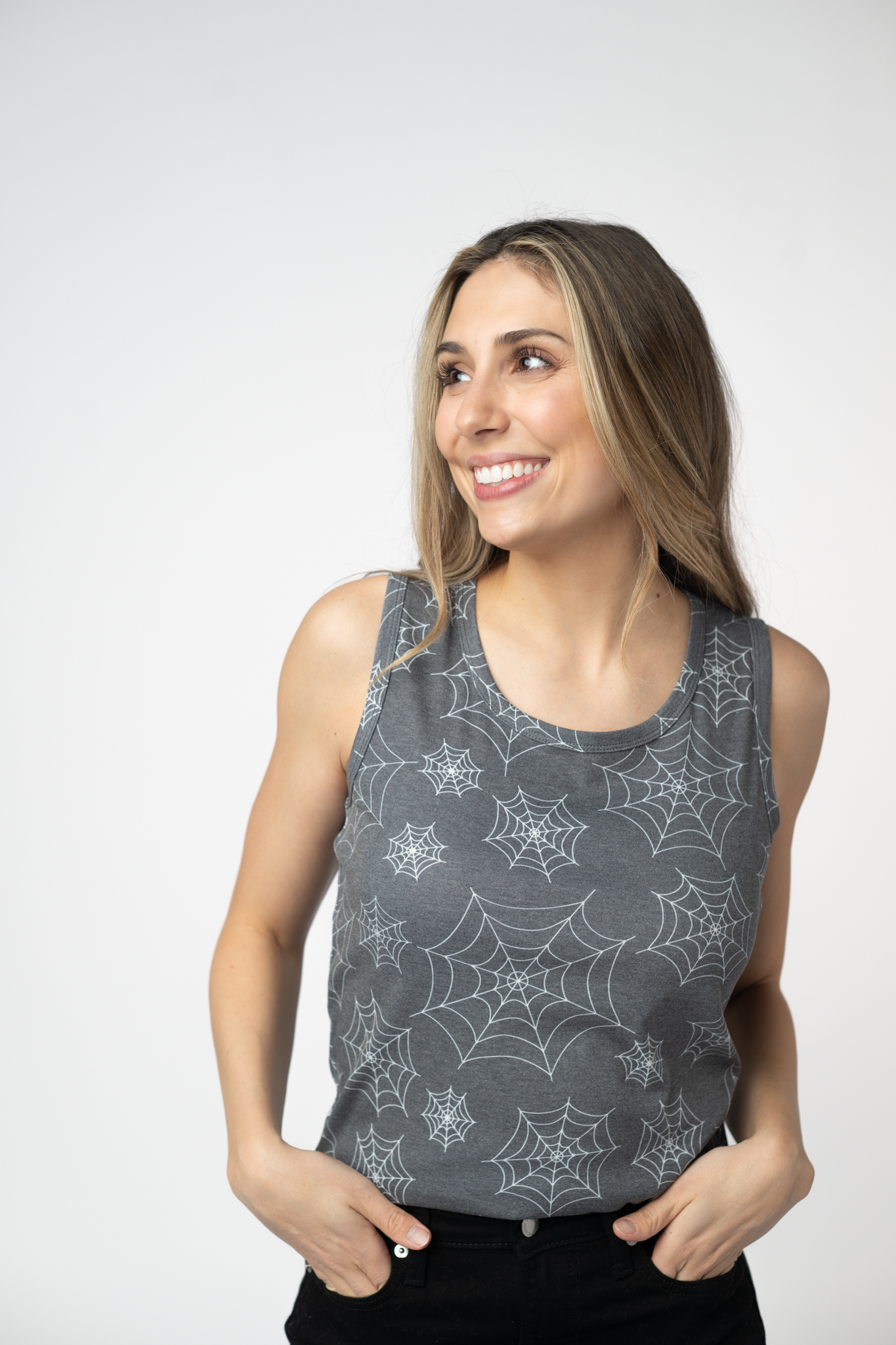 Michelle Mae Ava Tank - Faded Black Webs