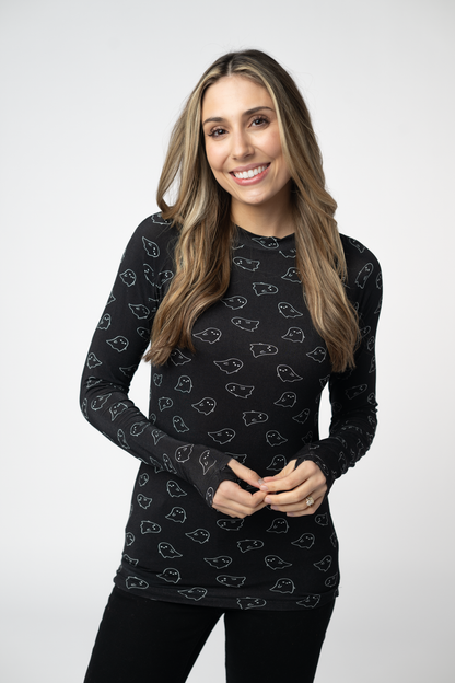 Michelle Mae Blair Long Sleeve Top - Midnight Ghosts