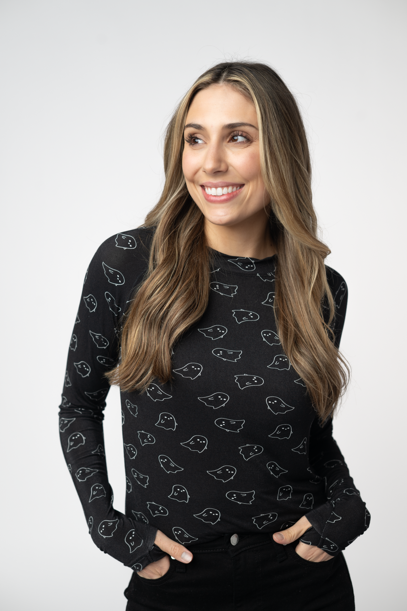 Michelle Mae Blair Long Sleeve Top - Midnight Ghosts