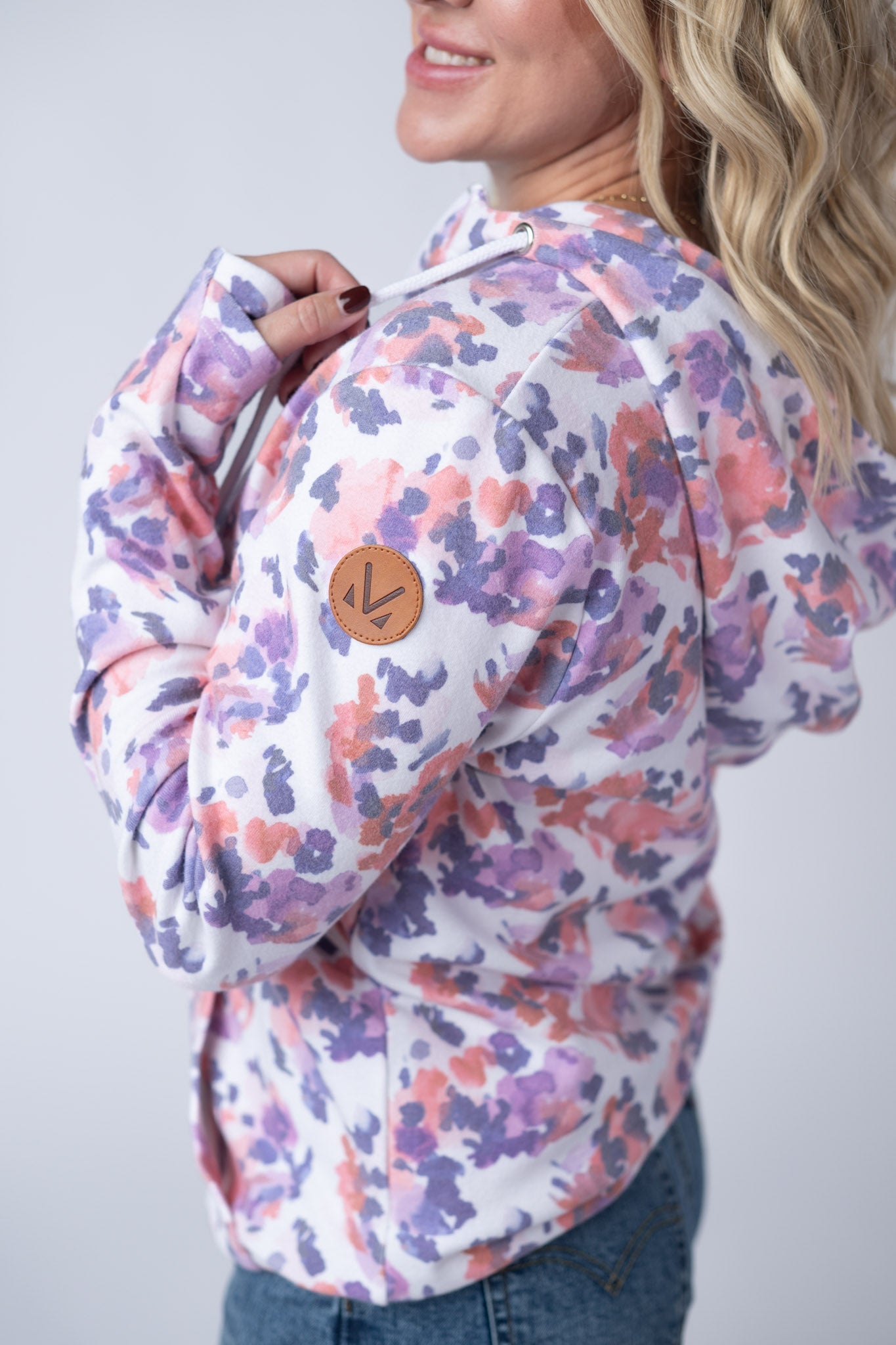 Michelle Mae HalfZip Hoodie - Purple Abstract