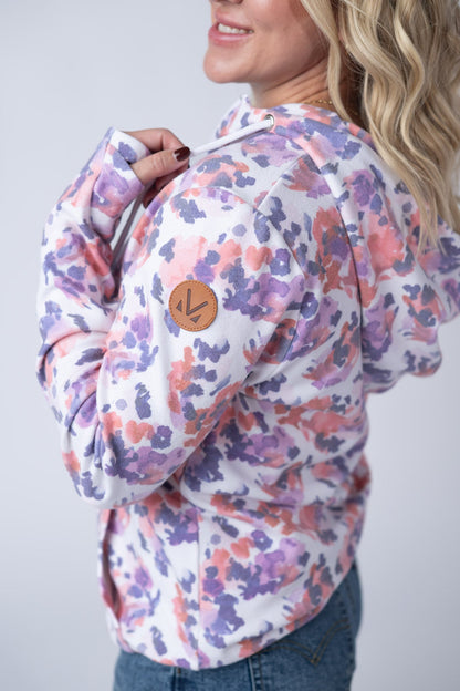 Michelle Mae HalfZip Hoodie - Purple Abstract