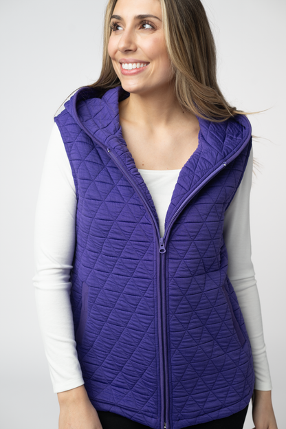 Michelle Mae Heather Geometric Hooded Vest - Purple
