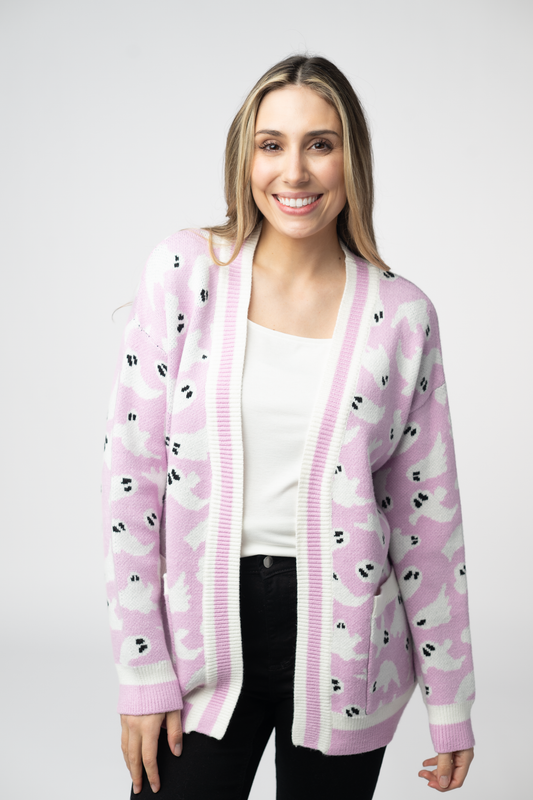 Michelle Mae Ghost Pocket Cardigan - Lilac