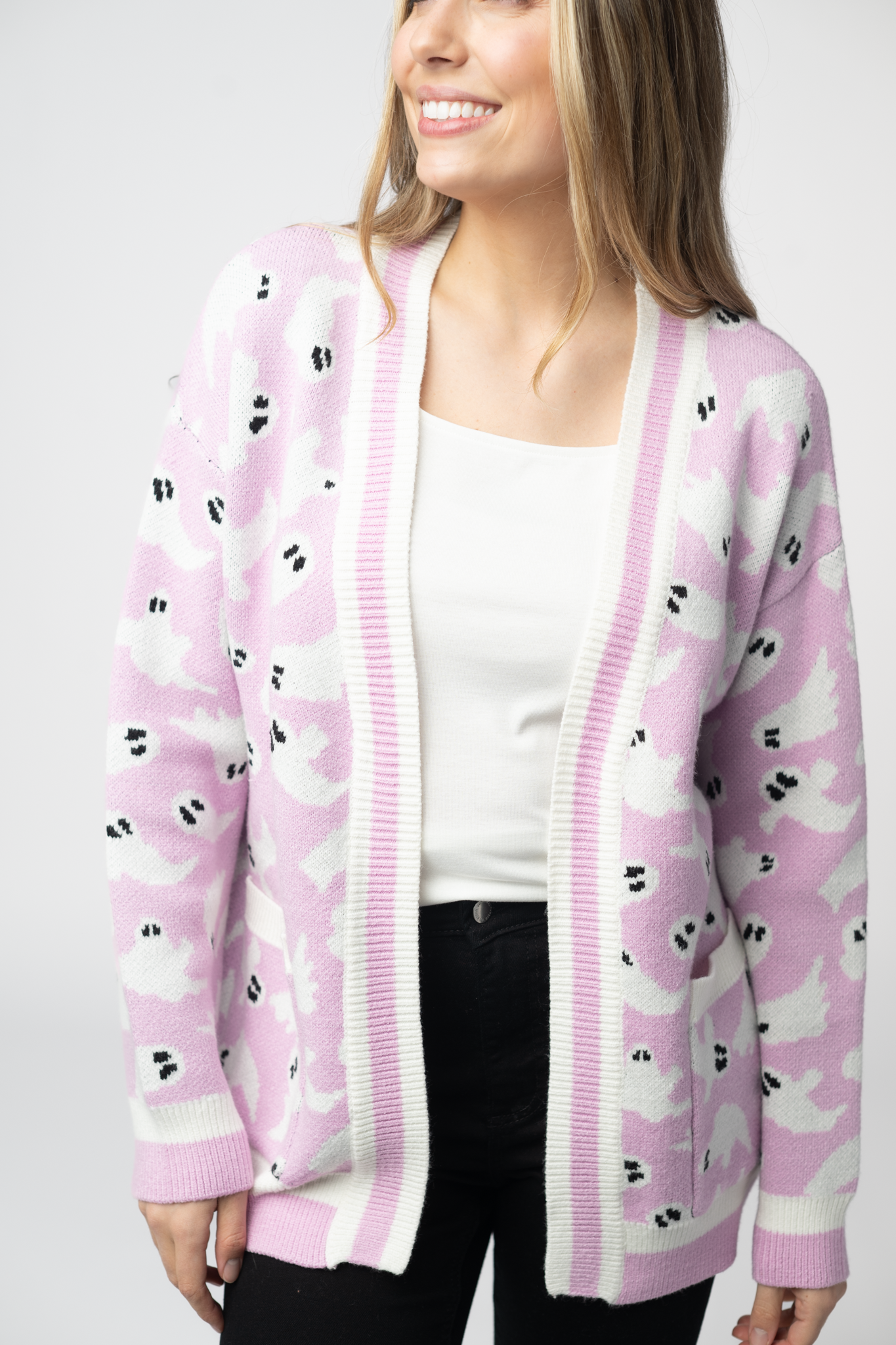 Michelle Mae Ghost Pocket Cardigan - Lilac