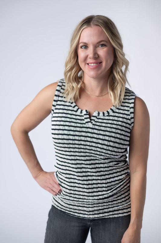 Michelle Mae Stella Striped Tank - Black