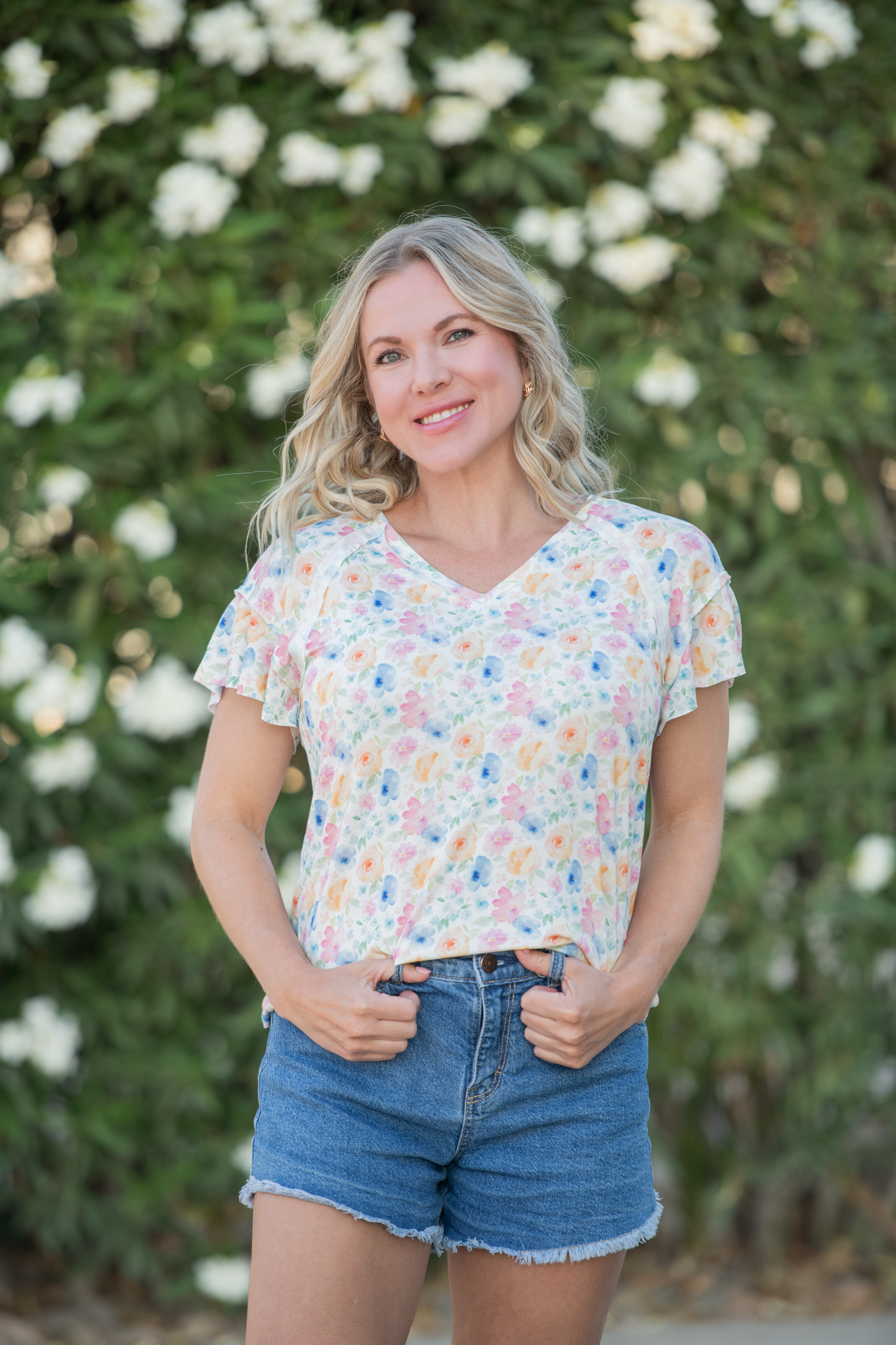 Michelle Mae Raelynn V-Neck Top - Petal Gardens