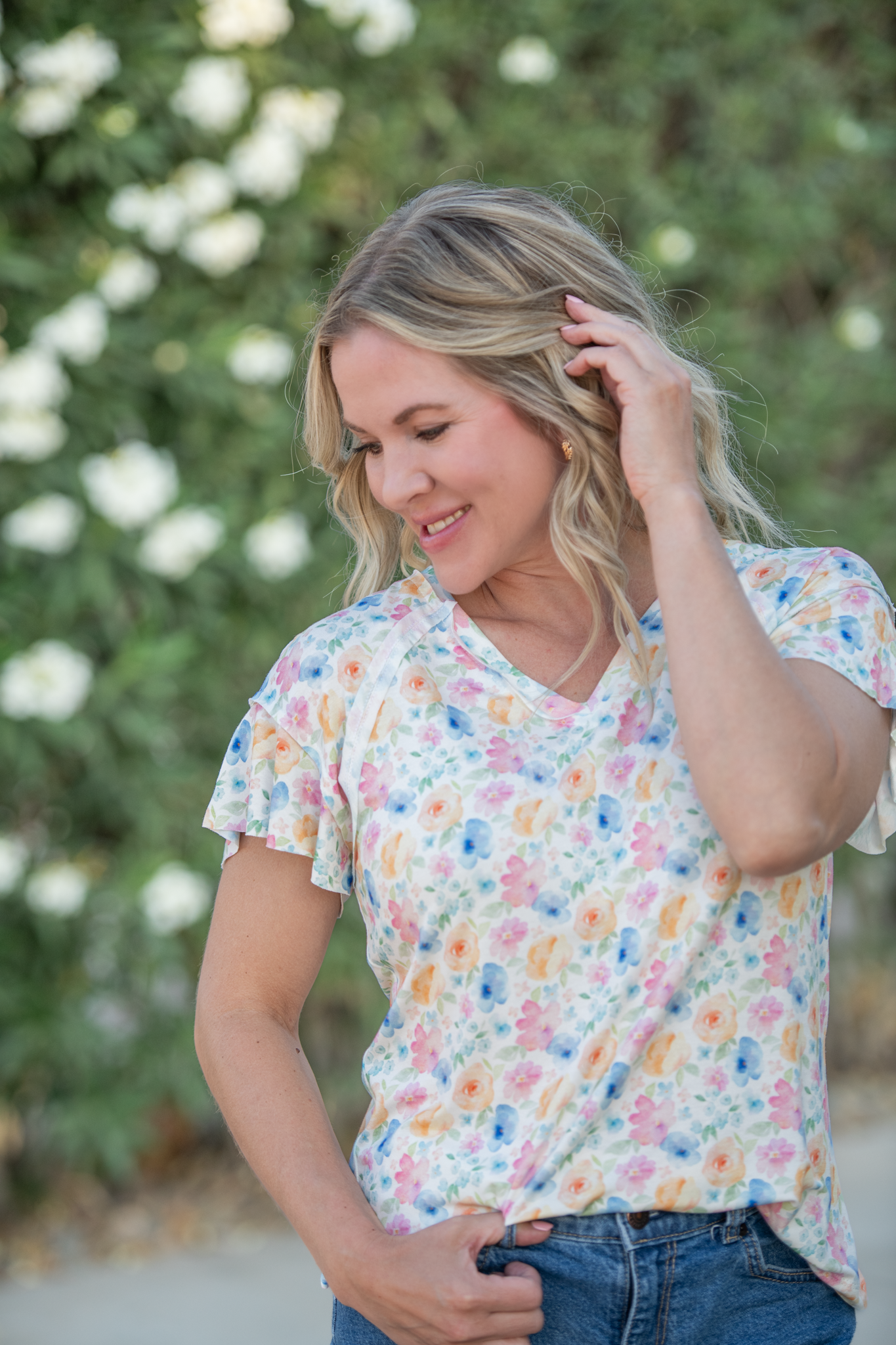 Michelle Mae Raelynn V-Neck Top - Petal Gardens