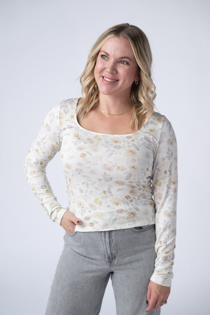 Michelle Mae Alyssa Long Sleeve Top - Blush Floral