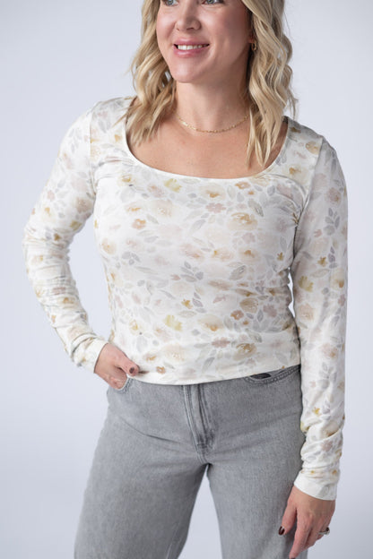 Michelle Mae Alyssa Long Sleeve Top - Blush Floral