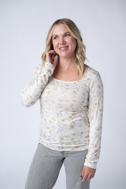 Michelle Mae Alyssa Long Sleeve Top - Blush Floral