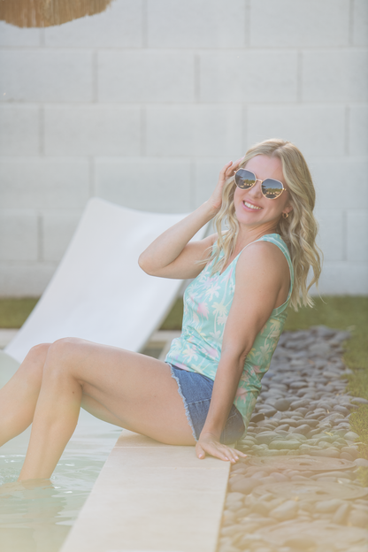 Michelle Mae Noelle Tank - Aqua Palm