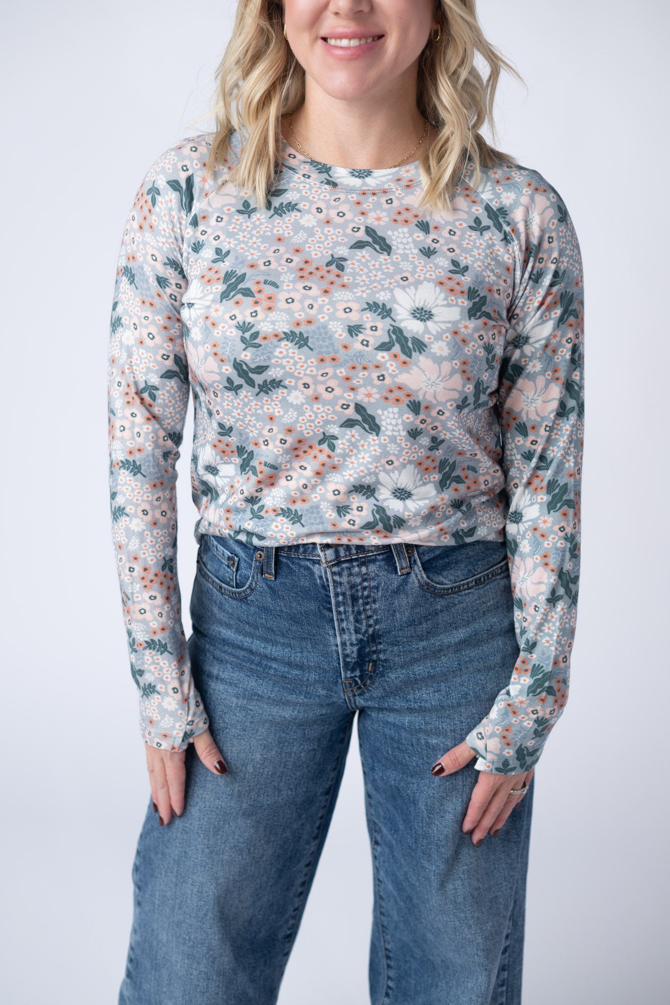 Michelle Mae Blair Long Sleeve Top - Ditsy Blush Floral