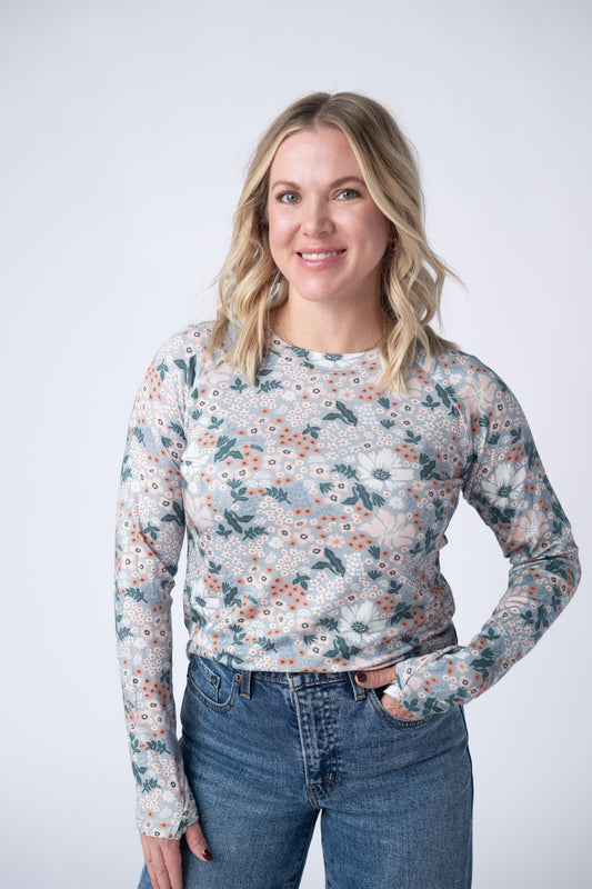 Michelle Mae Blair Long Sleeve Top - Ditsy Blush Floral