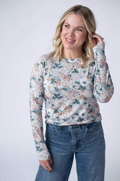 Michelle Mae Blair Long Sleeve Top - Ditsy Blush Floral