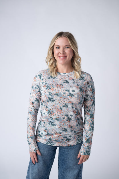 Michelle Mae Blair Long Sleeve Top - Ditsy Blush Floral
