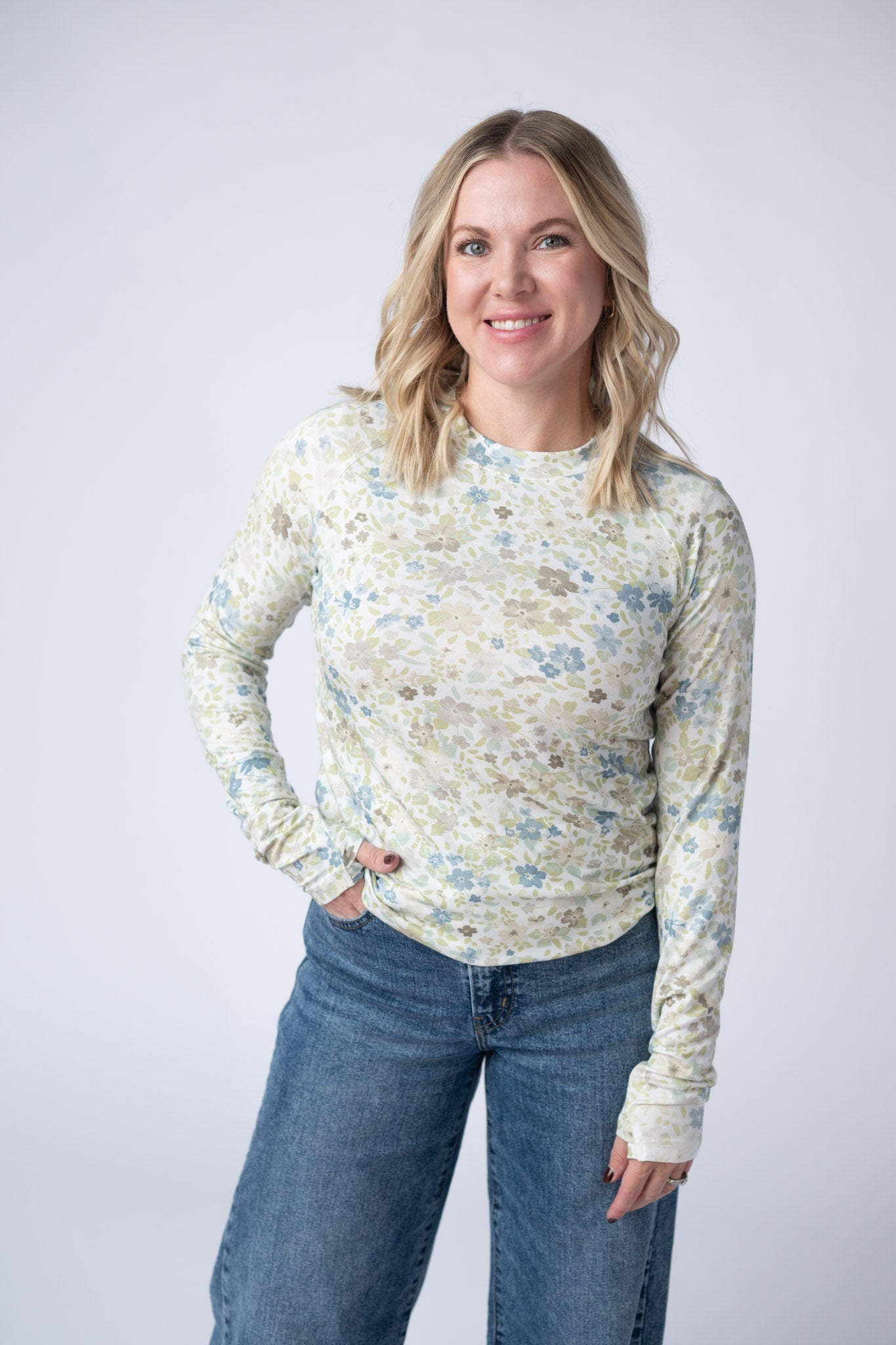 Michelle Mae Blair Long Sleeve Top - Spring Meadows