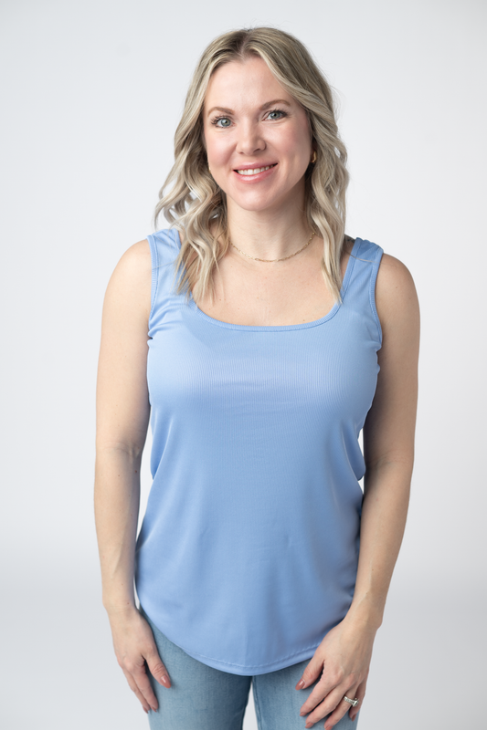 Michelle Mae Rachel Ribbed Tank -  Sky Blue