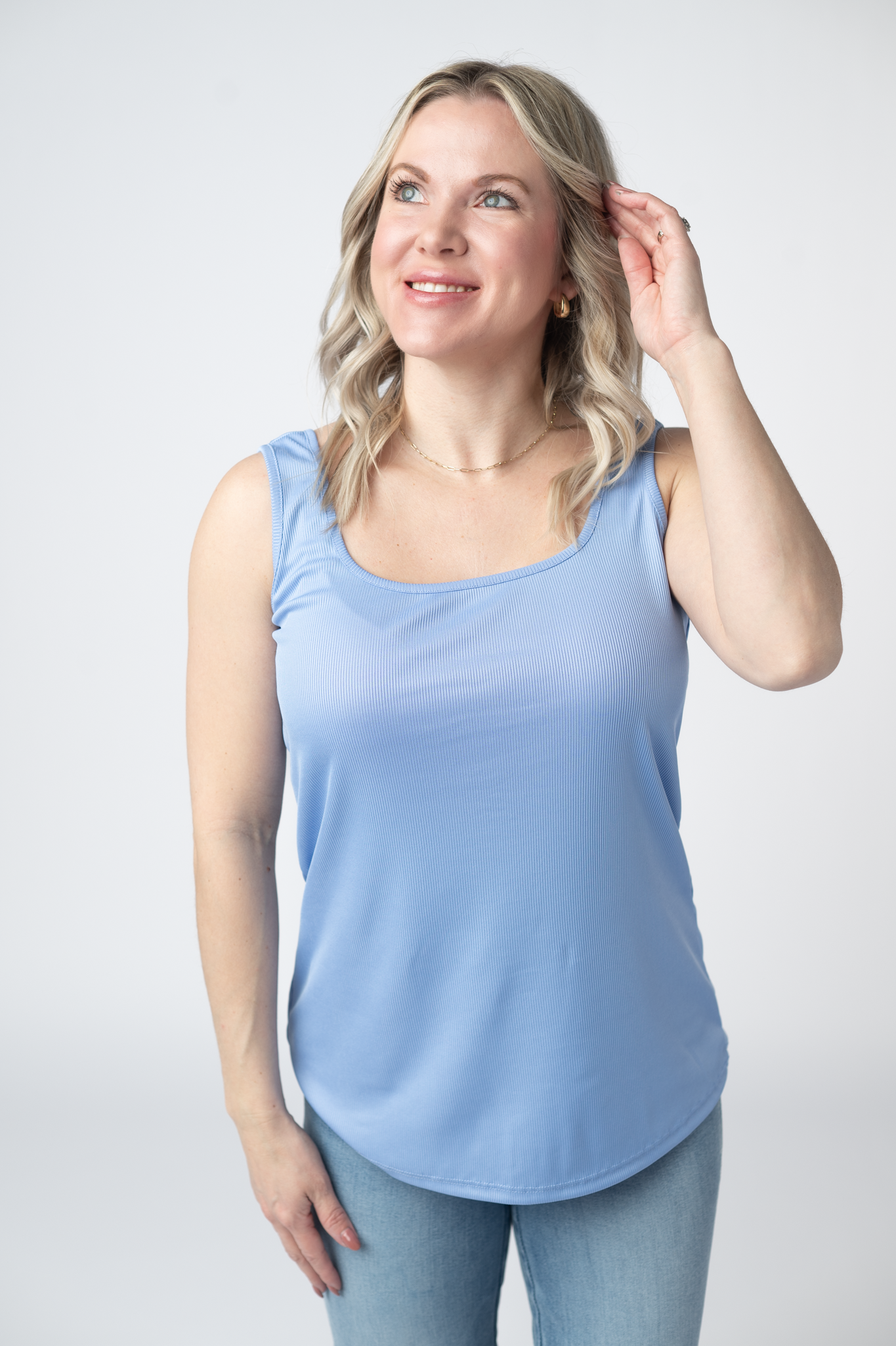 Michelle Mae Rachel Ribbed Tank -  Sky Blue