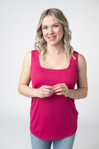 Michelle Mae Rachel Ribbed Tank -  Hot Pink