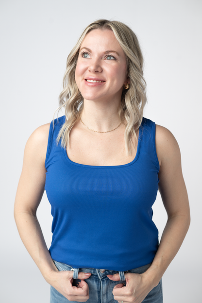 Michelle Mae Rachel Ribbed Tank - Royal Blue