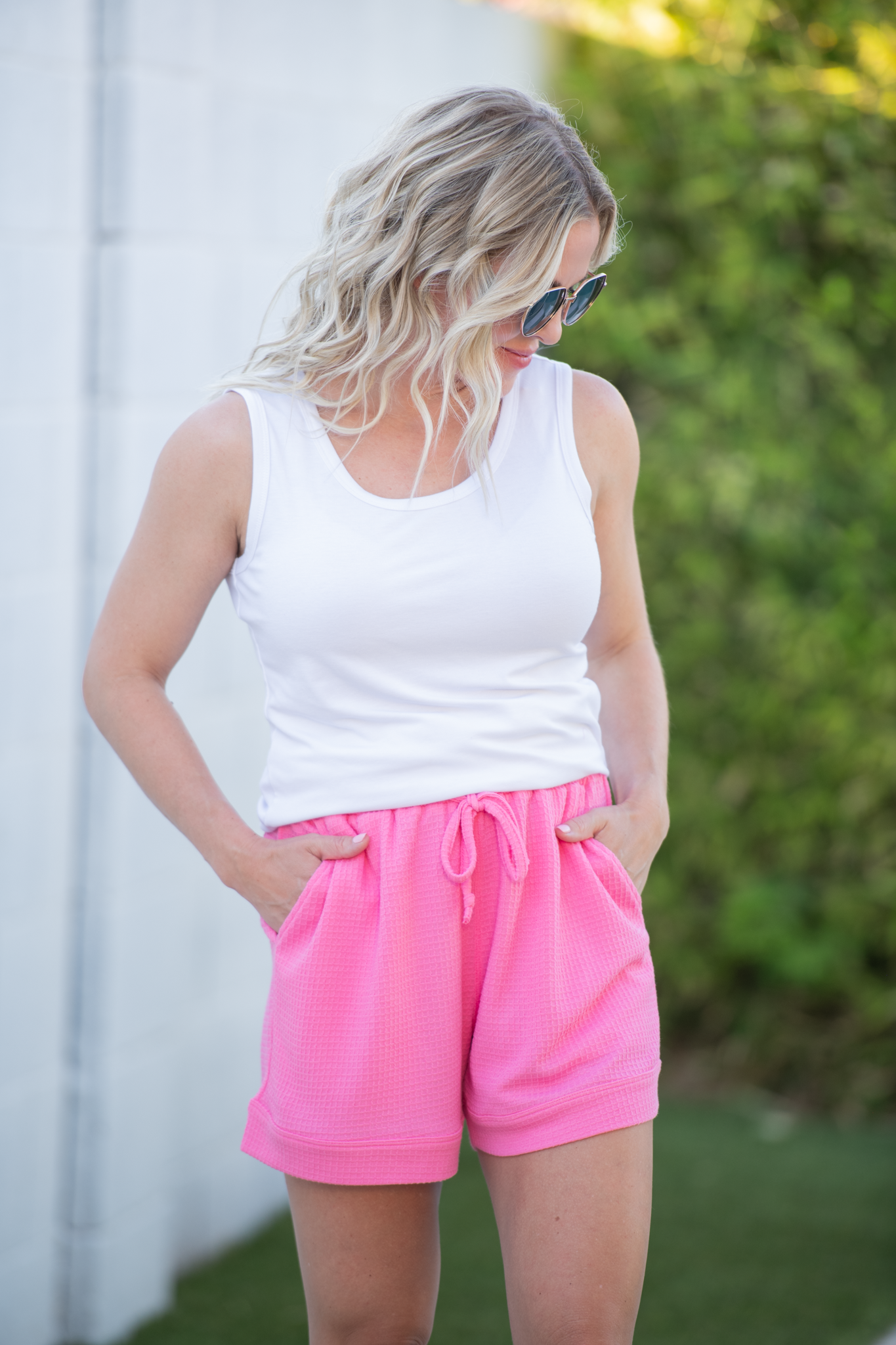 Michelle Mae Weslie Waffle Shorts - Pink