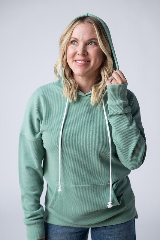 Michelle Mae Kacey Ribbed Hoodie - Sage
