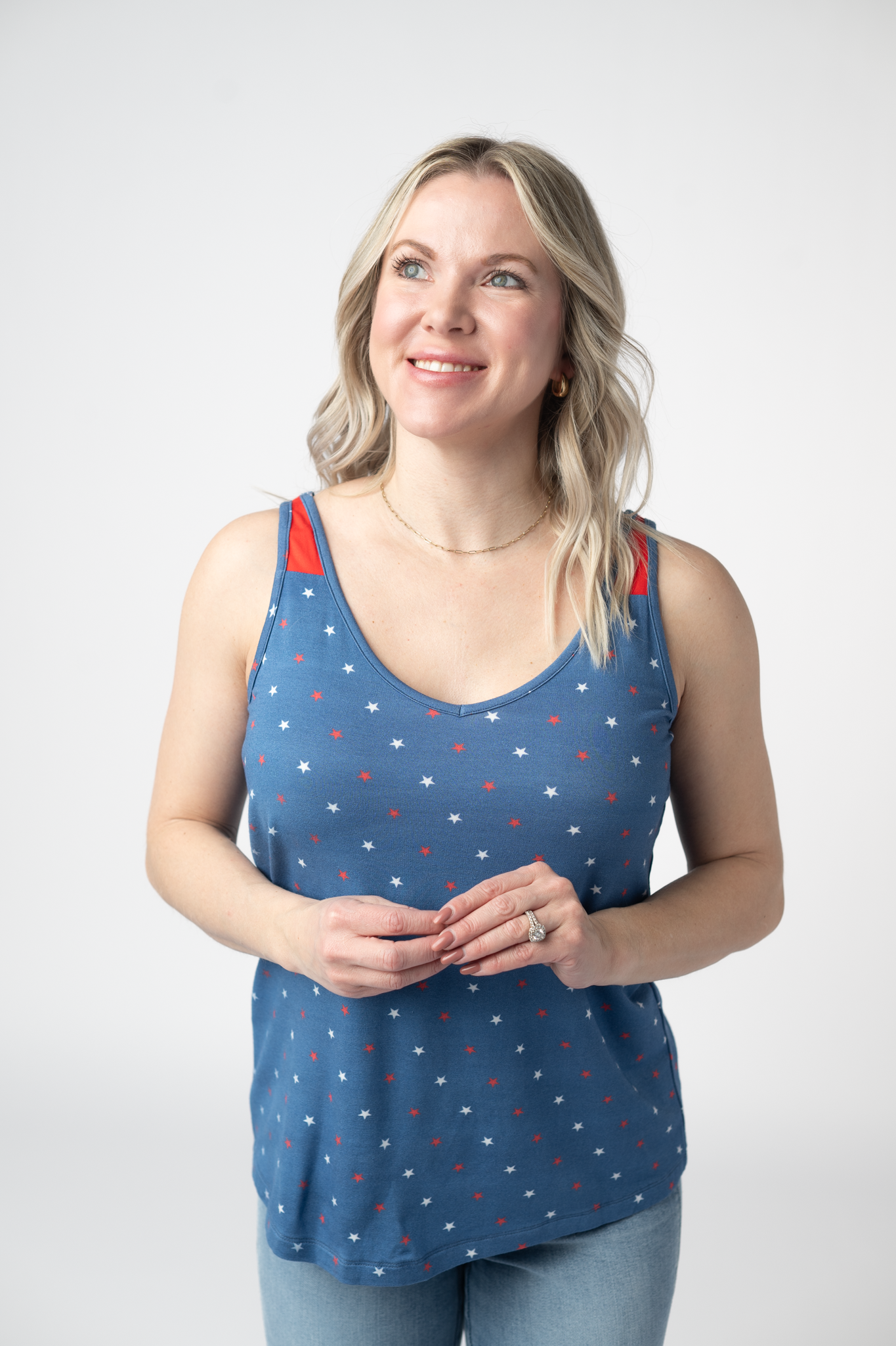 Michelle Mae Poppy Tank - Blue Freedom Stars
